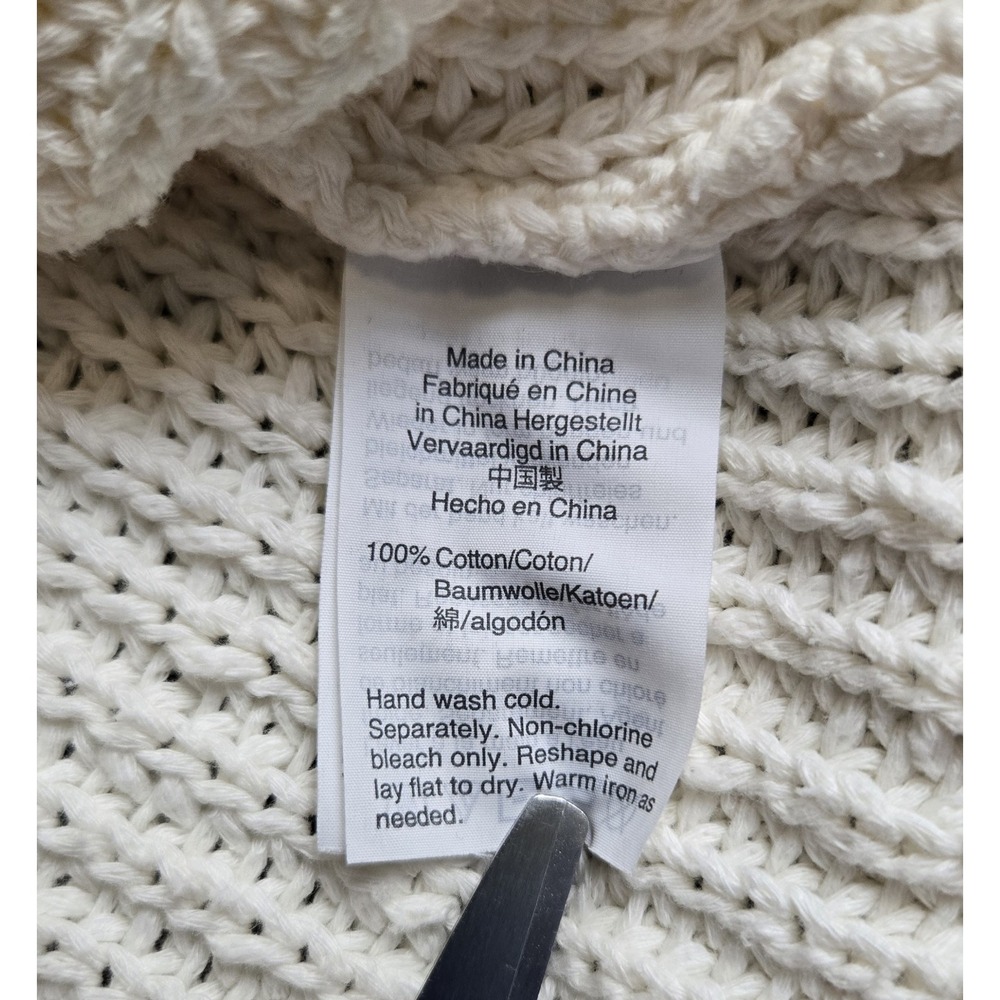Madewell Sweater Womens XS Cream White Puff Sleeve Shaker Stitch Crew Neck Cozy - Picture 10 of 10